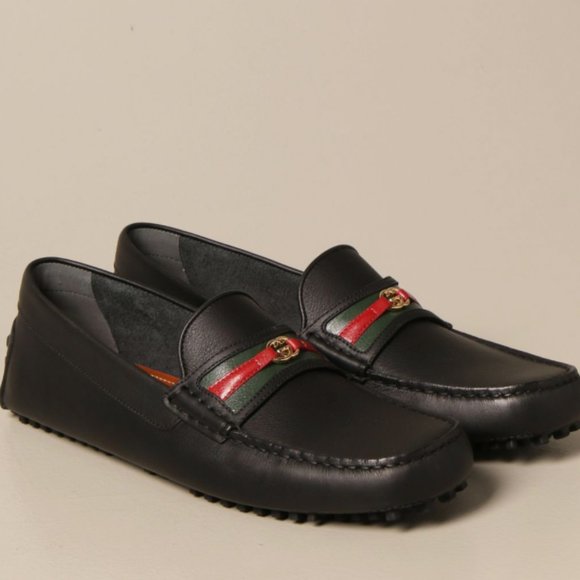 Gucci Web and Interlocking GG Driver Loafers in Black NEW IN BOX - Picture 2 of 4